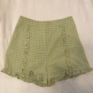 Papaya Green Plaid Women's Shorts